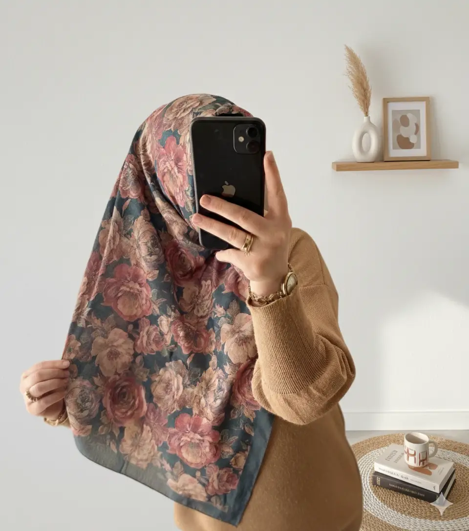 DKE-006 Desenli Koton Eşarp