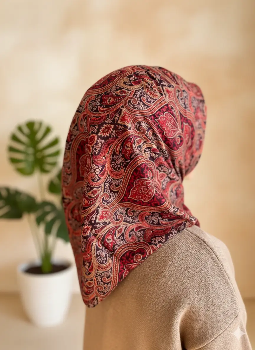 DKE-002 Desenli Koton Eşarp - 1